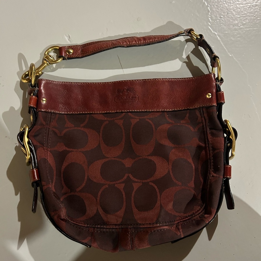 Coach Red/Burgundy Signature Shoulder Bag